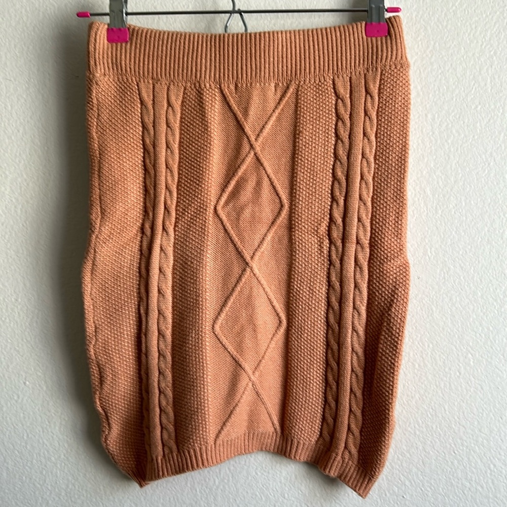 Endless Blu Women’s Wool-Cashmere Blend Mini Sweater Skirt Size M - Camel
